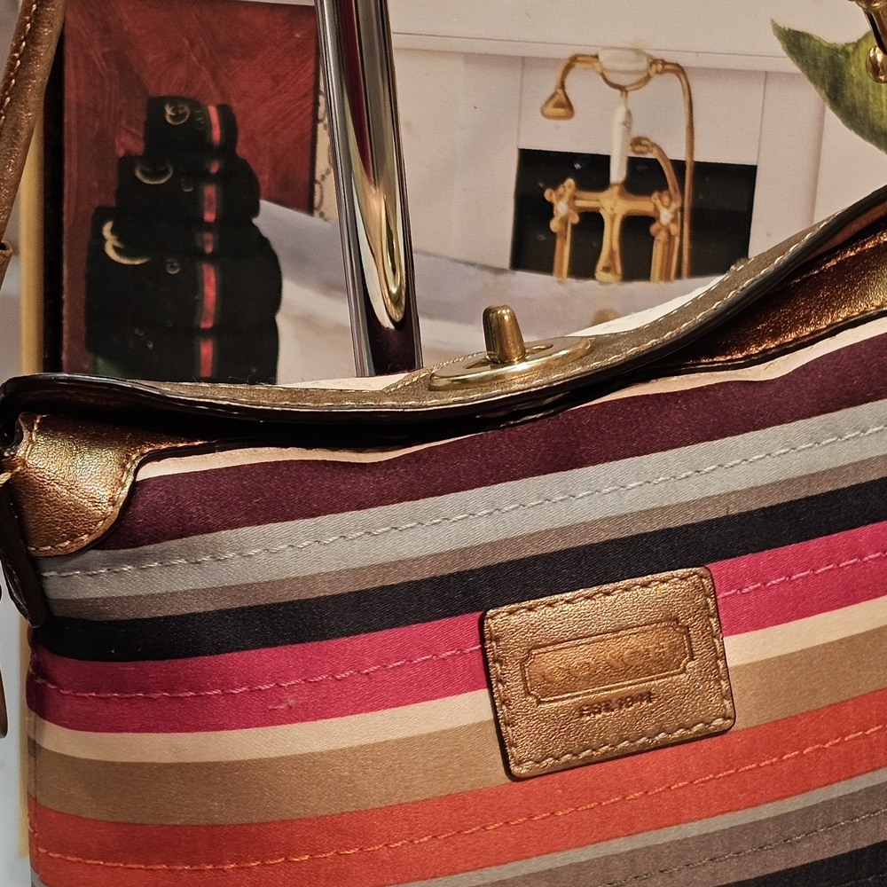 Coach Legacy Multicolor Satin Striped Women's Mini Bag/Wrislet - Picture 3 of 16
